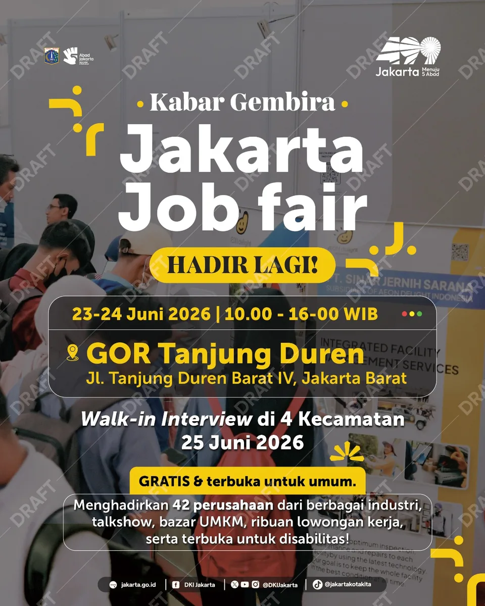 Job Fair Provinsi Maluku Utara 2026 (Suku Dinas TKTE Wilayah Provinsi Maluku Utara Barat) : 23-24 Juni 2026